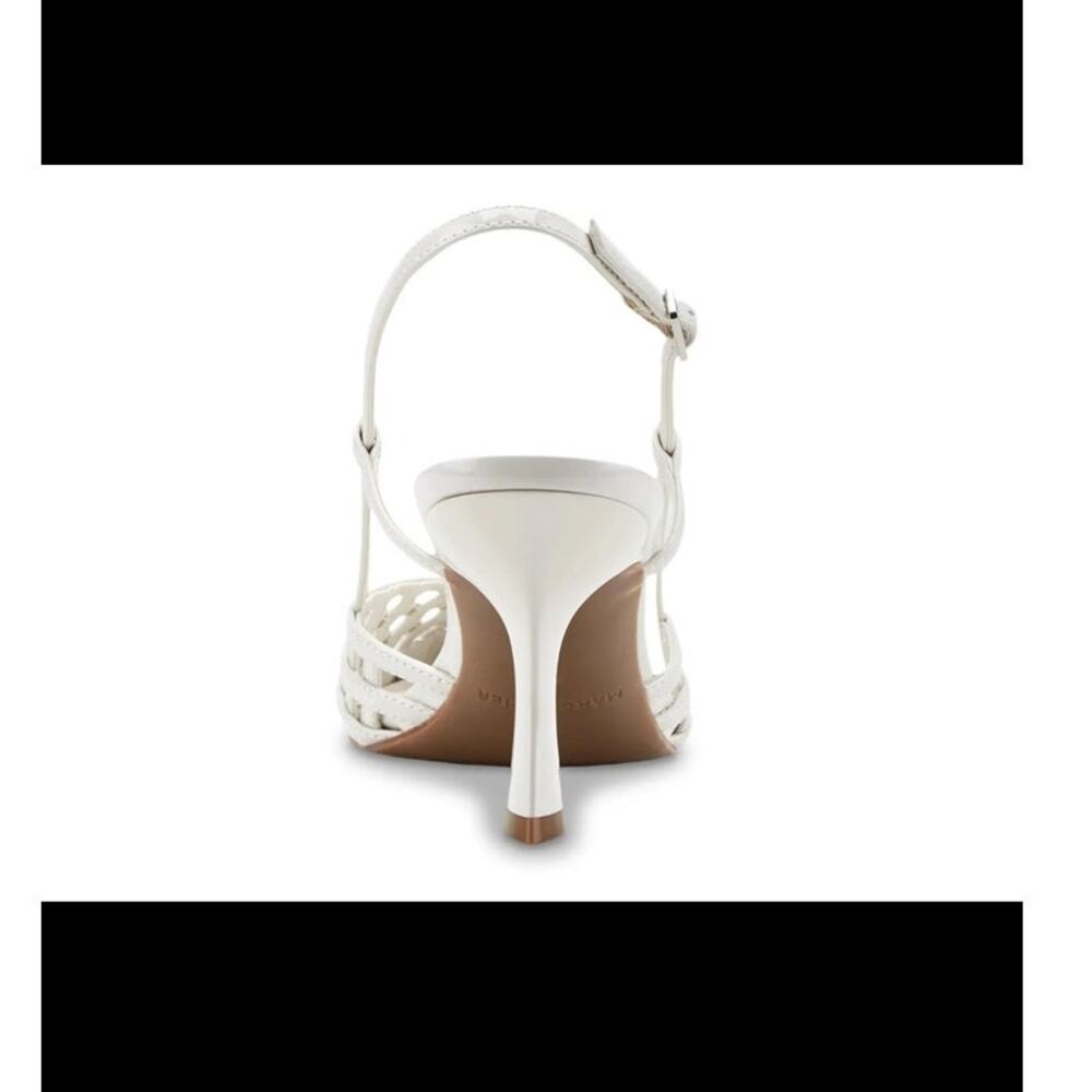 New Marc Fisher Heels 8.5M White Woven Pointed Toe Slingback Bridal Wedding - Picture 5 of 16